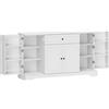 HOMCOM Buffet da cucina con cassetto e 4 ante a chiusura soft, Mobile contenitore con porta-rack e ripiani regolabili, 140x40x80 cm, Bianco | Aosom Italy