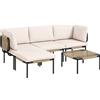 Outsunny Set da Giardino 5 Pezzi in Polyrattan, con 3 Poltrone, Tavolo in Vetro, Pouf, Seduta Ampia e Profonda, Cuscini Rimovibili | Aosom Italy