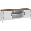 HOMCOM Mobile TV con 2 ante e 2 scomparti aperti fino a 106,7 cm, 140x35x51 cm, bianco e marrone | Aosom Italy