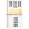 HOMCOM Dispensa da Cucina con Illuminazione LED e Controllo via APP, Portabottiglie e Ante in Vetro Bianco, 100x39.5x180 cm, Bianco | Aosom Italy