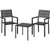 Outsunny Set da Giardino 3 Pezzi, Tavolino Bistrò con 2 Sedie Design a Lamelle, Effetto Legno, Piano in HDPE Antiruggine | Aosom Italy