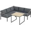 Outsunny Salotto da Giardino Esterno 3 Pezzi per 5 Persone, 2 Divani con Cuscini Spessi, 1 Tavolino, 183x183x72 cm, Grigio Scuro | Aosom Italy