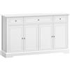 HOMCOM Buffet da cucina con 3 cassetti, 4 ante a chiusura ammortizzata e ripiani regolabili, 136x38x80 cm, bianco | Aosom Italy