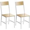 HOMCOM Set di 2 Sedie da Pranzo con Schienale Inclinato e Struttura Metallica, 36x47x88.3 cm, Legno naturale | Aosom Italy