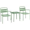 Outsunny Set da Giardino 3 Pezzi, Tavolo con Piano in Vetro Temperato e 2 Sedie a Doghe, Struttura in Acciaio Zincato, Verde | Aosom Italy