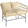 Outsunny Divano da Giardino 2 Posti in Resina Intrecciata con Cuscini Spessi, Antiscivolo, 120x67x79 cm, Marrone | Aosom Italy