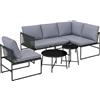 Outsunny Set Lounge da Giardino per 4-5 Persone, Set Lounge da Giardino con Divano 2 Posti, Tavolino, Poltrona e Cuscini Spessi Lavabili | Aosom Italy