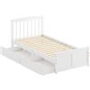 HOMCOM Telaio Letto con 2 Cassetti su Ruote, Pediera e Rete a Doghe in Legno Massiccio, 90x190 cm, Bianco | Aosom Italy