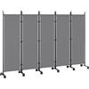Outsunny Paravento Pieghevole a 5 Pannelli con 12 Ruote, 252x40x170 cm, Grigio Scuro | Aosom Italy