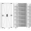 HOMCOM Armadio da cucina con 6 scomparti e 14 portarack, 2 ante con rotella e 6 scomparti, 80x40x180 cm, Bianco | Aosom Italy