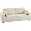 HOMCOM Divano Moderno 3 posti con braccioli larghi e 2 cuscini per salotto, 218x79x91 cm, beige | Aosom Italy