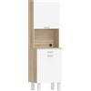 HOMCOM Buffet da cucina con Cassetto e Ripiani, Credenza alta con 2 ante e piano di lavoro, 55x40x174 cm, bianco e legno naturale | Aosom Italy