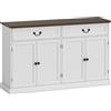 HOMCOM Buffet da Cucina con 4 ante e 2 cassetti silenziosi, Mobile da salotto con ripiani regolabili, 140x40x85 cm, Bianco e marrone | Aosom Italy