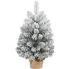 HOMCOM Albero di Natale artificiale 60 cm con neve e 72 punte, 6 pigne e base in cemento, 37x37x60 cm, verde e bianco | Aosom Italy