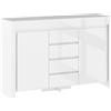 HOMCOM Buffet da cucina con illuminazione LED e 4 cassetti, Ante con chiusura ammortizzata, 120x34x80 cm, bianco lucido | Aosom Italy