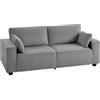 HOMCOM Divano Moderno 3 posti con braccioli larghi e 2 cuscini, 218x79x91 cm, Grigio Chiaro | Aosom Italy
