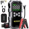 BSMOOM Avviatore d'emergenza per auto con compressore d'aria, schermo LCD, 21800mAh, caricabatterie portatile, dispositivo di avviamento potente da 6000A per batterie auto, caricabatterie per auto 12V (per