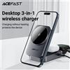 ACEFAST Supporto di ricarica wireless magnetico pieghevole 3in1 15W per iPhone 16/15 Pro Max Stazione di ricarica da tavolo per iWatch/Airpods