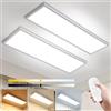 Thanger Pannello luminoso LED dimmerabile, 120 x 30 cm, 2 pezzi, 2800 lm, super luminoso, 2700 - 6500 K, temperatura di colore grande, rettangolare, 2pcs Plafoniera LED Dimmerabile 120x30 cm con Telecomando