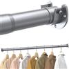 Supforce Binario per guardaroba, da 43 a 135 cm, regolabile, in metallo, per appendere vestiti, 3,3 cm, resistente, per armadio, guardaroba, lavanderia, camper, Argento