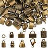 SUNNYCLUE 1 scatola Da 230 pezzi Kit di Estremità per Cordini Kumihimo Estremità In Lega di Metlega Stile Tibetano Bronzo Antico Nappa Colla In Pelle A Crimpare Kit per La Creazione di Gioielli Bracci