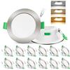 ALUSSO LIGHTING Faretto LED da Incasso, 7W Dimmerabile, Bianco Caldo 3000K/Bianco Neutro 4000K/Bianco Freddo 6500K, Faretto LED Extra Piatto 29mm, Faretto da Bagno IP44, Nichel Satinato Set di 12