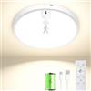 Swoieltr Lampada da soffitto a batteria con sensore di movimento, lampada da soffitto LED wireless per interni, dimmerabile con batteria da 6000 mAh, lampada con 3 modalità