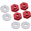 KEEDA 4 PZ 12mm giro 17mm cerchi in lega di alluminio adattatore esagonale per HSP 1/10 RC Car Buggy Monster Bigfoot Truck può utilizzare 1/8 ruota pneumatici (rosso)