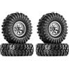 INJORA 1.0 Beadlock Cerchioni Ruote Pneumatici Set -3.78mm Offset Cerchioni Ruote per 1/18 1/24 RC Crawler Car Axial SCX24 FMS FCX24 FCX18 TRX4M, Argento(W1004-T1014)