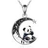 Wasee Collana con ciondolo Gatto Nero/Tartaruga/Volpe in argento Sterling 925 con luna crescente, gioielli gotici di Natale per donne, regalo per lei, 0.82*0.74 inches, Argento sterling, Non pietra preziosa