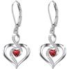 Twoowl Orecchini pendenti con pietra portafortuna in argento Sterling 925 a forma di cuore infinito, gioielli con pietra portafortuna, regali di compleanno per donne, ragazze, mamma, 20*15.3mm/0.78