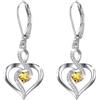 Twoowl Orecchini pendenti con pietra portafortuna in argento Sterling 925 a forma di cuore infinito, gioielli con pietra portafortuna, regali di compleanno per donne, ragazze, mamma, 20*15.3mm/0.78