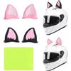 TLDBATICE Set da 4 decorazioni per le orecchie da casco, set di orecchie da gatto per casco da moto con 10 adesivi riflettenti per bicicletta, skateboard, moto, monopattino e snowboard