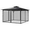 VEVOR Rete di Ricambio per Gazebo, per Gazebo 365,8 x 365,8 x 228,6 cm Rete Anti-Moscerini per Patio, Tenda per Esterni a 4 Pannelli, con Doppia Cerniera, Schermo per Baldacchino, Solo Rete, Nero