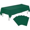 tujol Dark Green 6 Pack Plastic Table Cloth 54 x 108, Disposable Tablecloths Rectangle Table Cover, Plastic Tablecloths for Parties