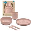 Suavinex Set Pappa Ecologico in Bioplastica PLA dai 6 Mesi con Piattino, Ciotola, Tazza e Posate - English Rose