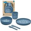 Suavinex Set Pappa Ecologico in Bioplastica PLA dai 6 Mesi con Piattino, Ciotola, Tazza e Posate - Powder Blue