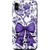For Mum Inspirations Custodia per iPhone XS Max Chinoiserie Nastro Floreale Viola Fiocco Supercute Best Mum Ever