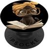 Bookworm Teacher Theme Library Reader Gr Baby Tiger Open Book Reading Graphic Portrait Occhiali rotondi PopSockets PopGrip Adesivo