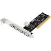 LOGILINK 4+1-Port USB 2.0 PCI Card, PCI, USB 2.0, ROHS, FCC, CE, 480 MBIT/S, Via VT6212L, PC, Mac