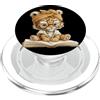 Bookworm Teacher Theme Library Reader Gr Tiger Cub Libro Aperto Lettura Animale Amante Ritratto Grafi PopSockets PopGrip per MagSafe