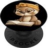 Teacher Student Reader Library Bookworm Baby Otter Libro Aperto Lettura Amante Animali Grafica Rotonda PopSockets PopGrip Adesivo