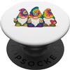Three Hippie Gnomes, Peace Gnome for Kid Cravatta con tre gnomi hippie della pace, divertente, retrò, design fai da te PopSockets PopGrip Adesivo