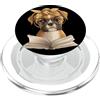 Teacher Student Reader Library Bookworm Cucciolo Libro Aperto Lettura Dog Lover Graphic Ritratto Grande PopSockets PopGrip per MagSafe