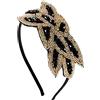 PAITOK Fascia per capelli vintage, copricapo con foglia di perline degli anni '20 Elegante fascia decorativa in cristallo Accessori per capelli per feste in costume da donna (Nero+Oro)