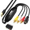 AMANKA Convertitore Vhs in Digitale, Audio Video Digitalizzare, Grabber di Trasferimento Audio Video RCA AV su USB per PC, Fotocamera DV, DSLR, DVD, Compatibile con Windows e Mac OS.