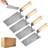 LEKEFETO Spatola per la pulizia, 4 pezzi spatola con manico in legno, spatola per gesso trapezoidale, acciaio inossidabile, spatola per stucco, strumenti per muratore (5 x 6 cm/5,5 x 7,5 cm/6 x 8 cm/8