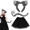 UILYNIU 3 Pezzi Accessori Costume da Lupo Bambino Orecchie da Lupo Coda di Lupo Gonna Tutù Costume Peloso Lupo Cosplay Costume Lupo Mannaro Costume Animale per Halloween Festa Cosplay(3 Pezzi)