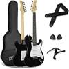 3rd Avenue XF Full Size 4/4 Chitarra Elettrica Starter Pack Per Principianti Con Borsa, Tracolla, Plettri E Capotasto - Nero
