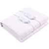 EGLEMTEK Scaldaletto Elettrico Matrimoniale 160 x 140 Cm in Poliestere 100% Coperta Elettrica Riscaldante Con 2 Telecomandi Indipendenti 3 Livelli Di Temperatura Timer Sistema Anti Surriscaldamento Bianco